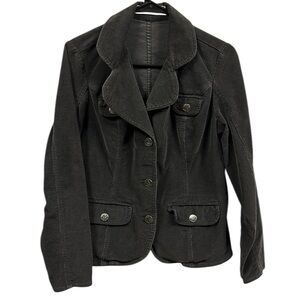 Vintage Fashion Bug Corduroy Charcoal Cotton Stretch Gray Blazer Jacket Size 6